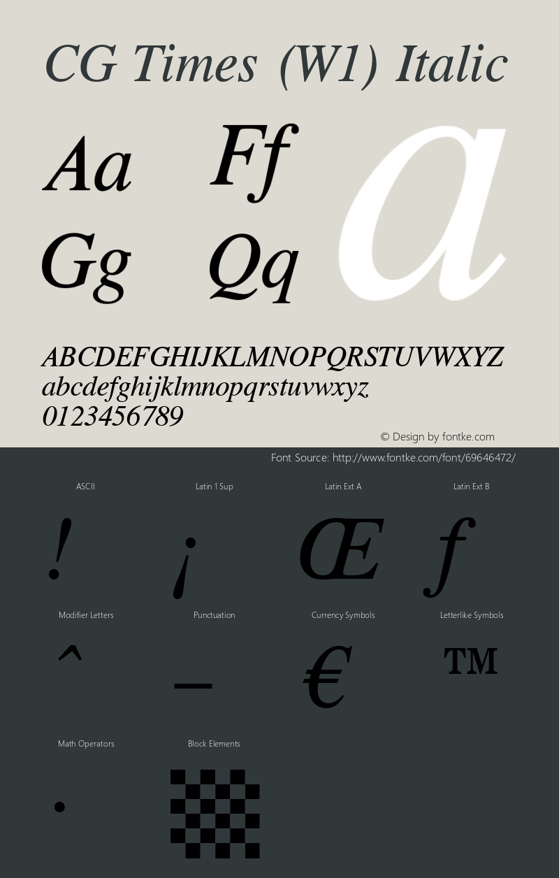 CG Times (W1) Italic 19: 92501图片样张