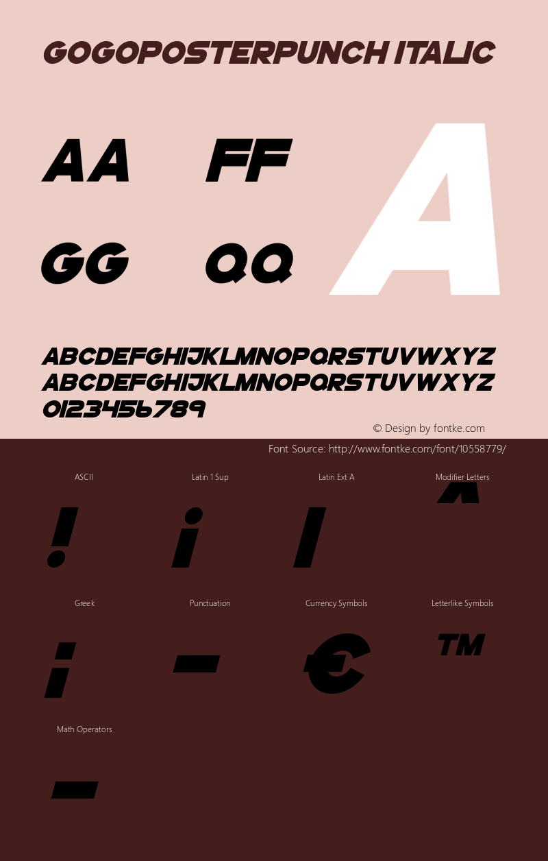 GoGoPosterPunch Italic Version 1.00 June 8, 2014, initial release图片样张