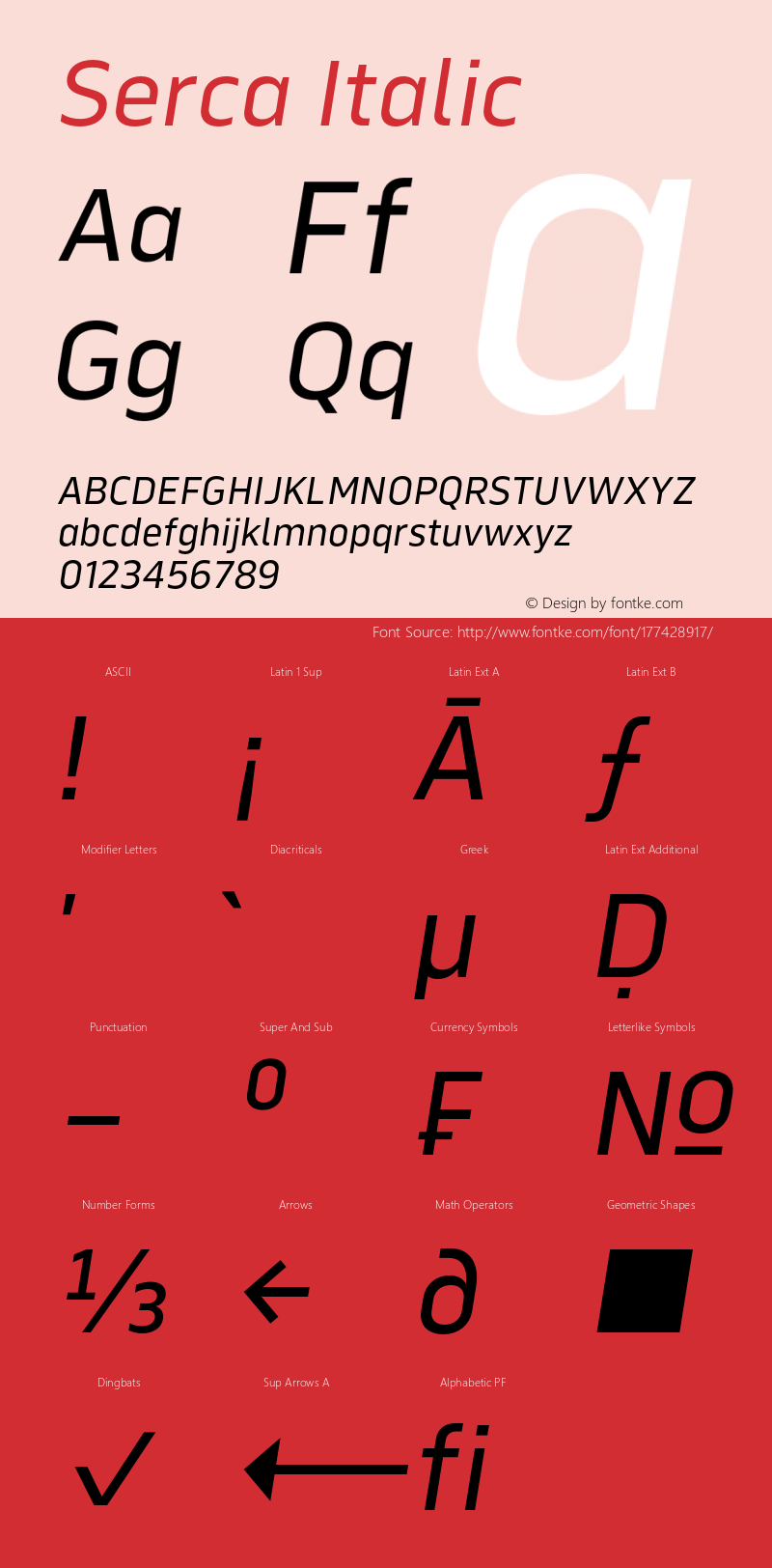 Serca Italic Version 1.000;hotconv 1.0.109;makeotfexe 2.5.65596图片样张