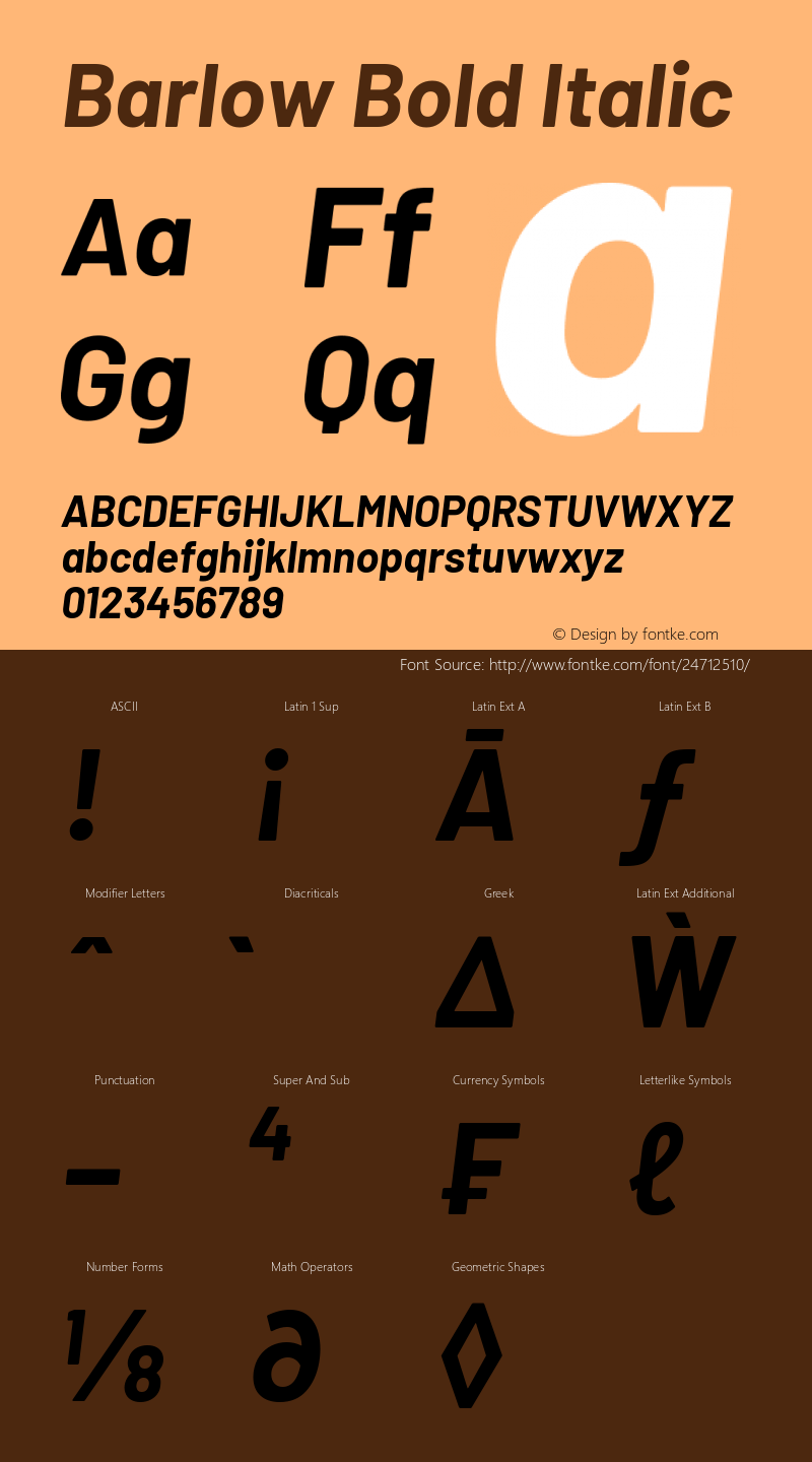 Barlow Bold Italic Version 1.207图片样张