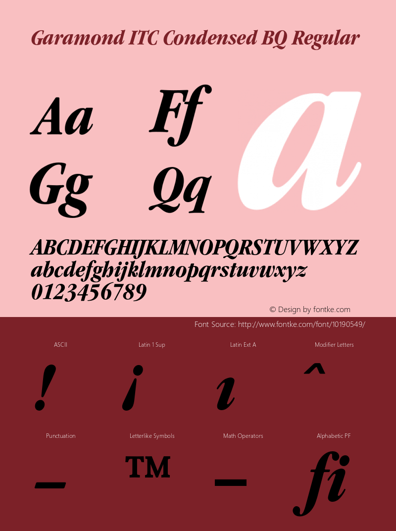 Garamond ITC Condensed BQ Regular 001.000图片样张