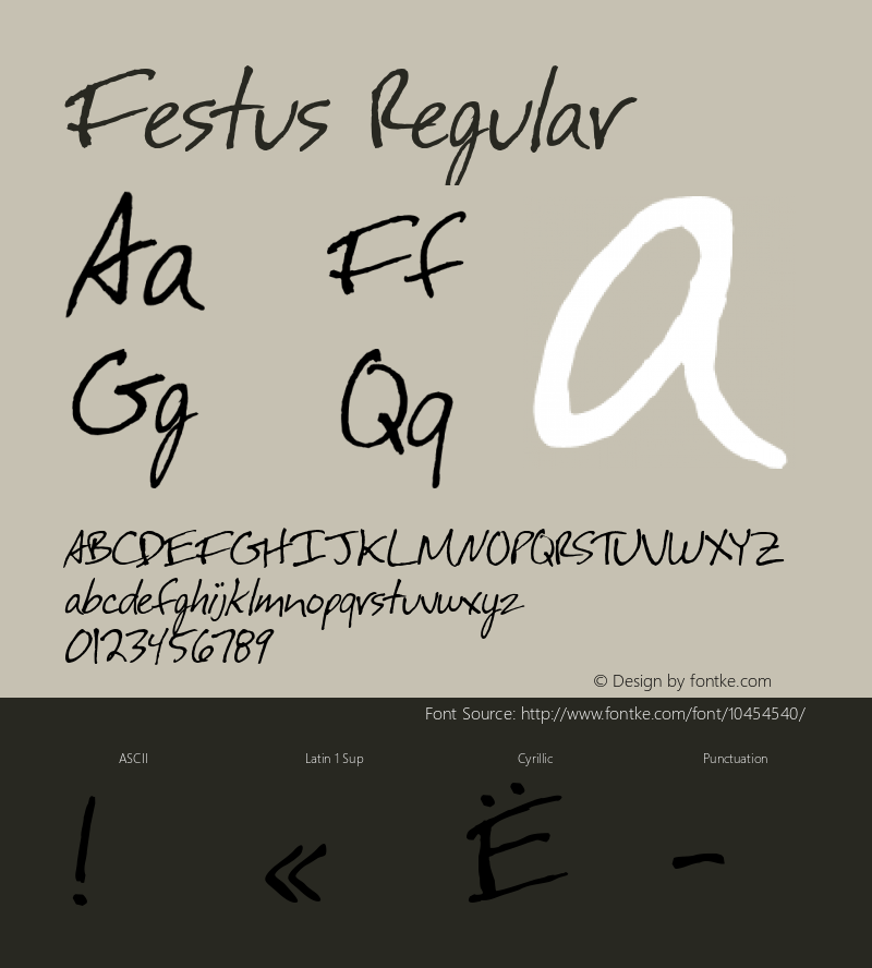 Festus Regular Version 1.0; 1999; initial release图片样张