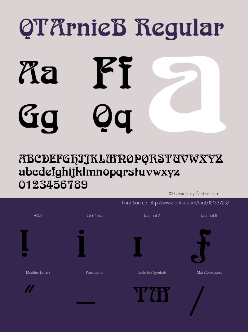 QTArnieB Regular QualiType TrueType font  9/18/92图片样张