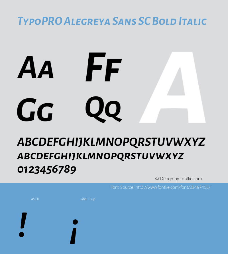 TypoPRO Alegreya Sans SC Bold Italic Version 1.001;PS 001.001;hotconv 1.0.70;makeotf.lib2.5.58329 DEVELOPMENT; ttfautohint (v0.97) -l 8 -r 50 -G 200 -x 17 -f dflt -w G -W图片样张