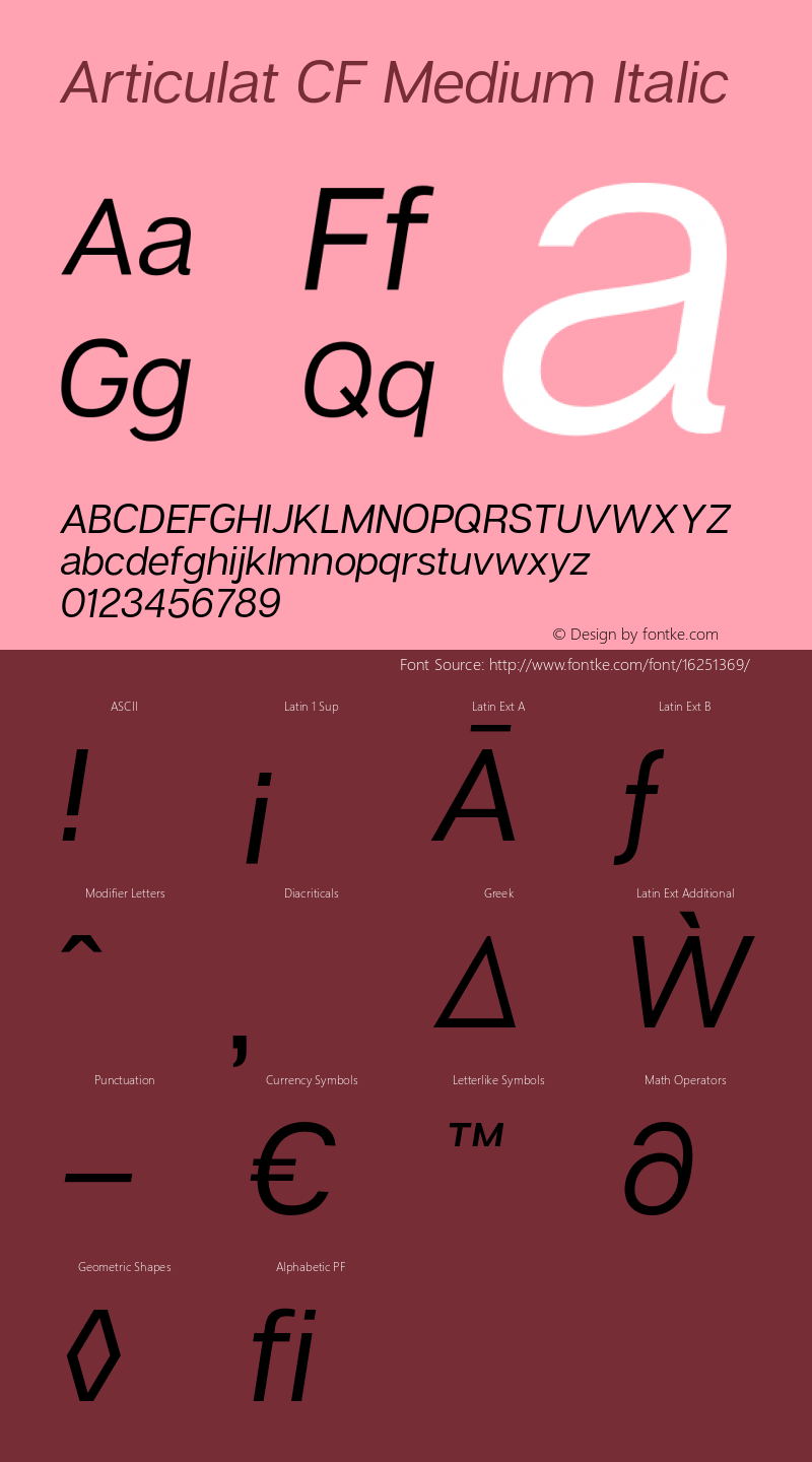 Articulat CF Medium Italic Version 1.600;PS 001.600;hotconv 1.0.88;makeotf.lib2.5.64775图片样张