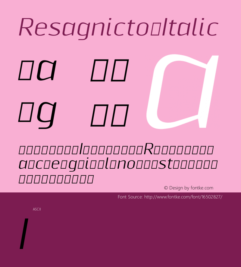 Resagnicto Italic Version 0.999图片样张