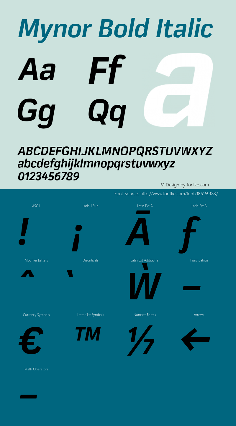 Mynor Bold Italic Version 001.000 January 2019图片样张