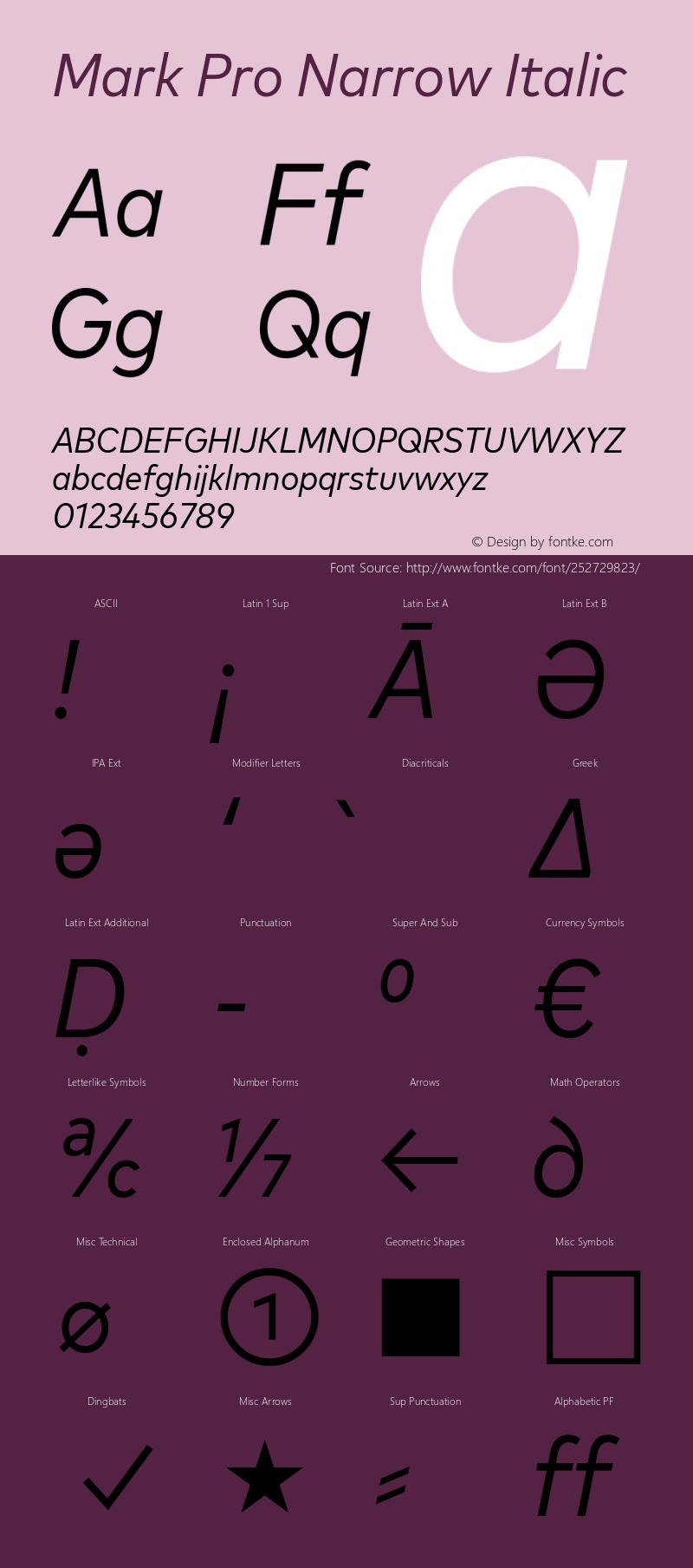 Mark Pro Narrow Italic Version 7.60图片样张