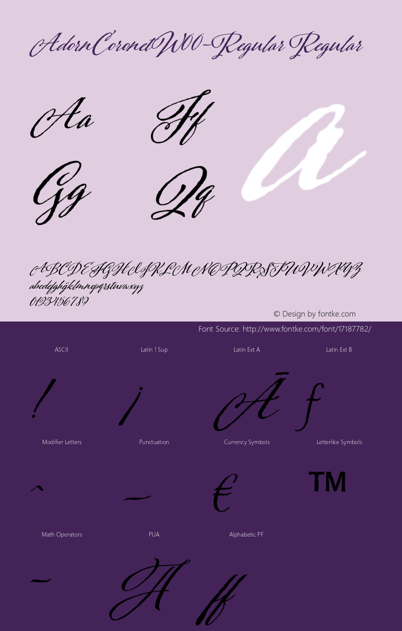 AdornCoronetW00-Regular Regular Version 1.00图片样张