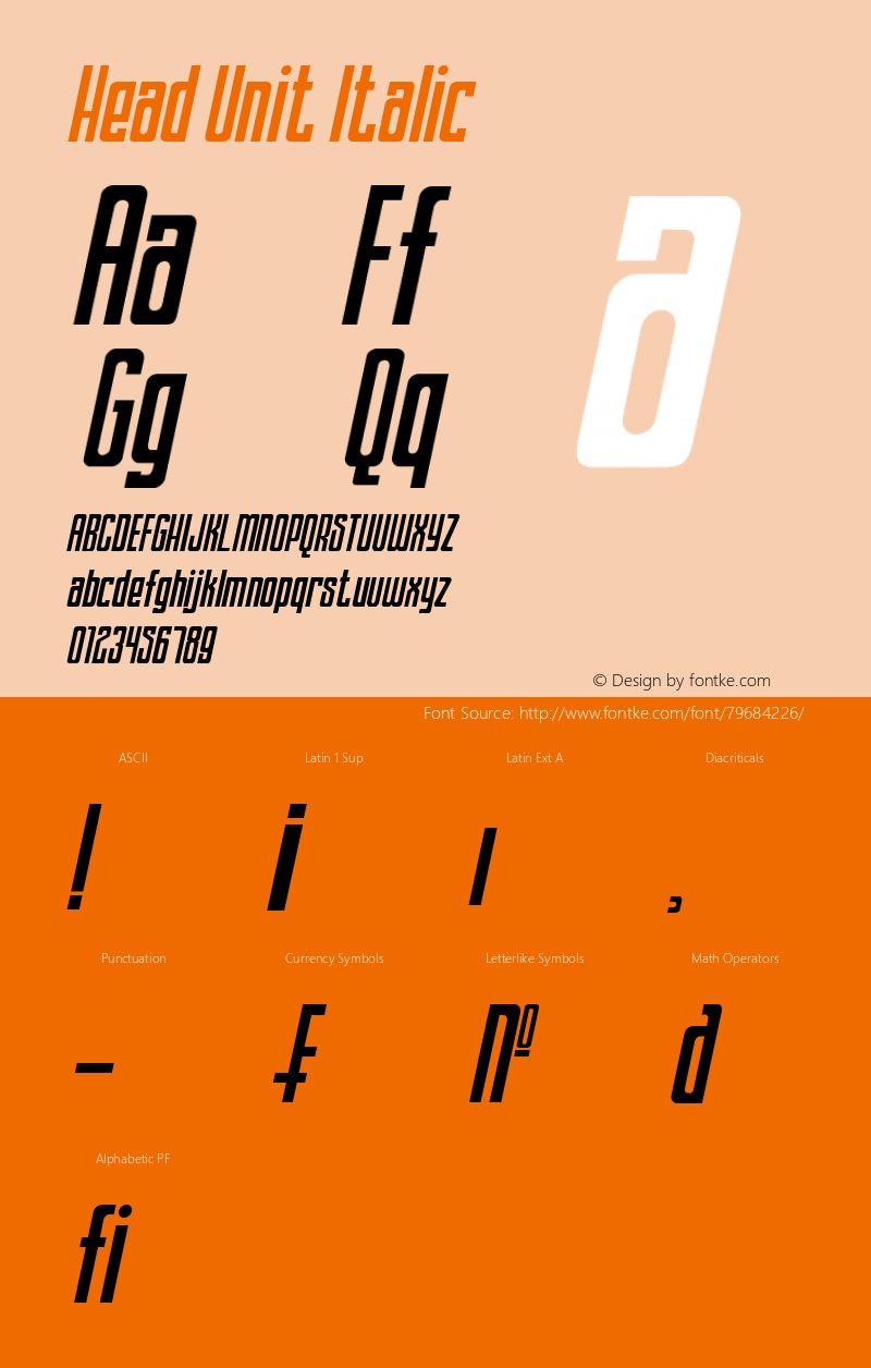 Head Unit Italic Version 1.00;April 25, 2020;FontCreator 12.0.0.2555 64-bit图片样张