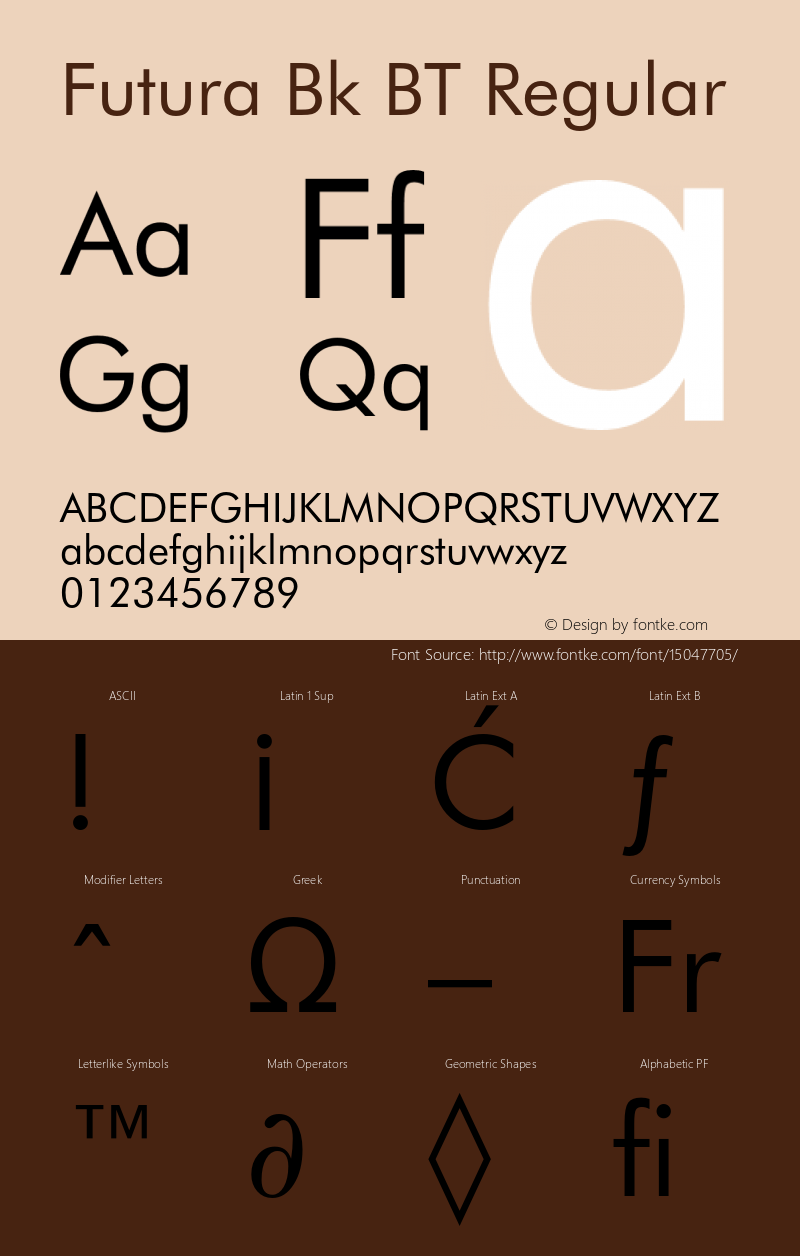 Futura Bk BT Regular Version 1.01 emb4-OT;com.myfonts.easy.bitstream.futura.book.wfkit2.version.2fr6图片样张