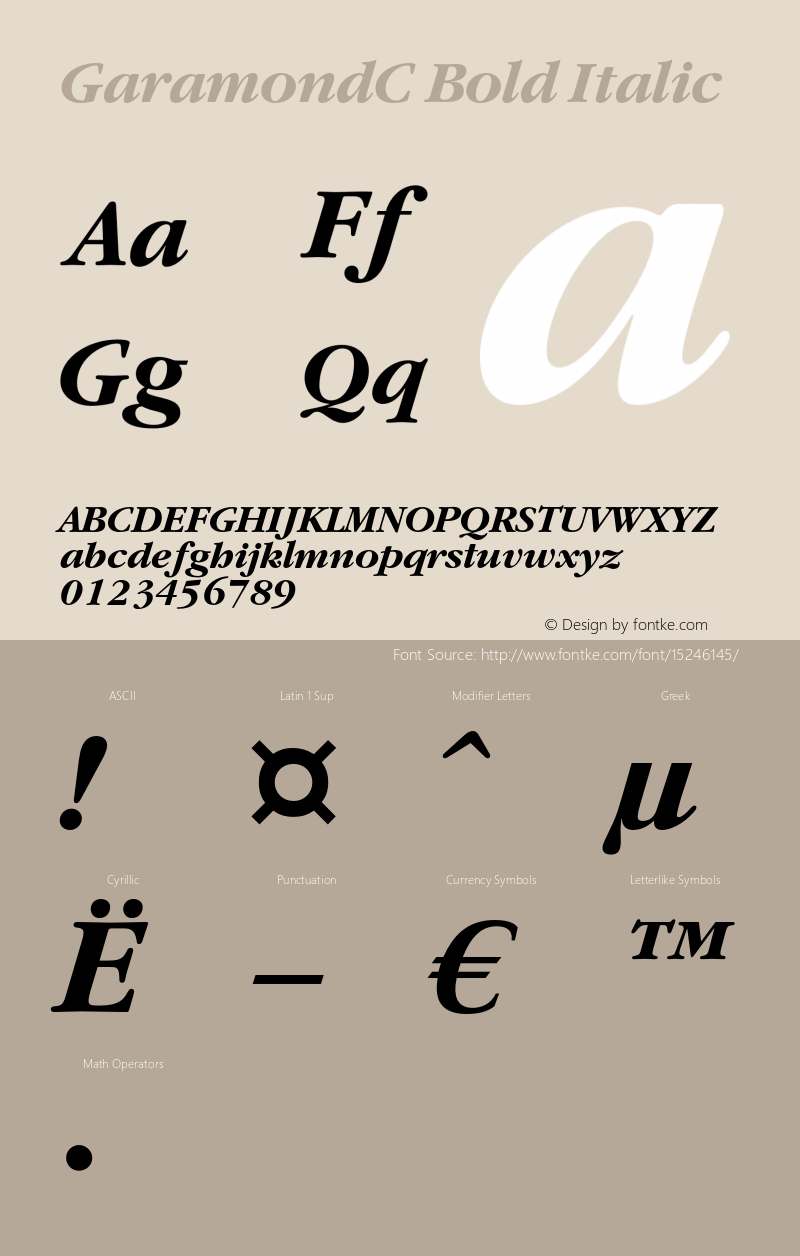 GaramondC Bold Italic OTF 1.0;PS 001.000;Core 116;AOCW 1.0 161图片样张