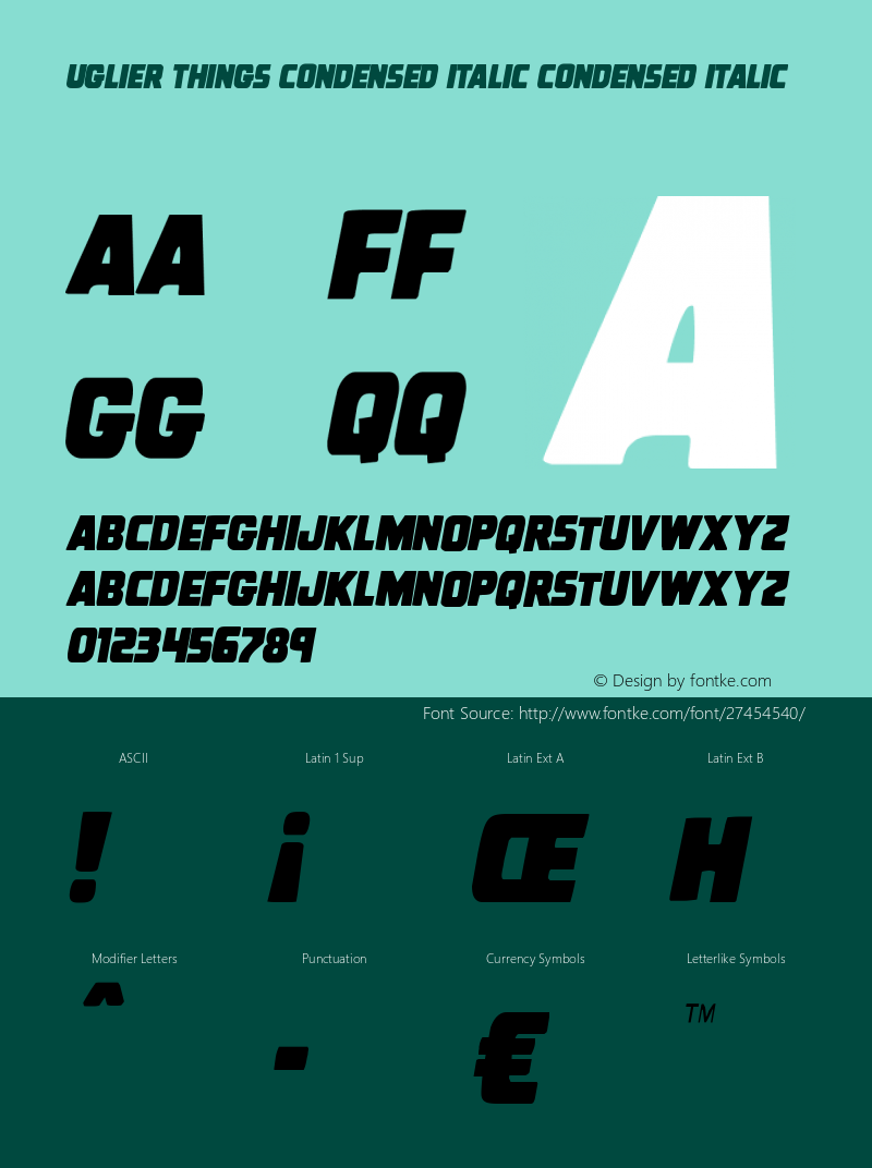 Uglier Things Condensed Italic Version 1.0; 2018图片样张