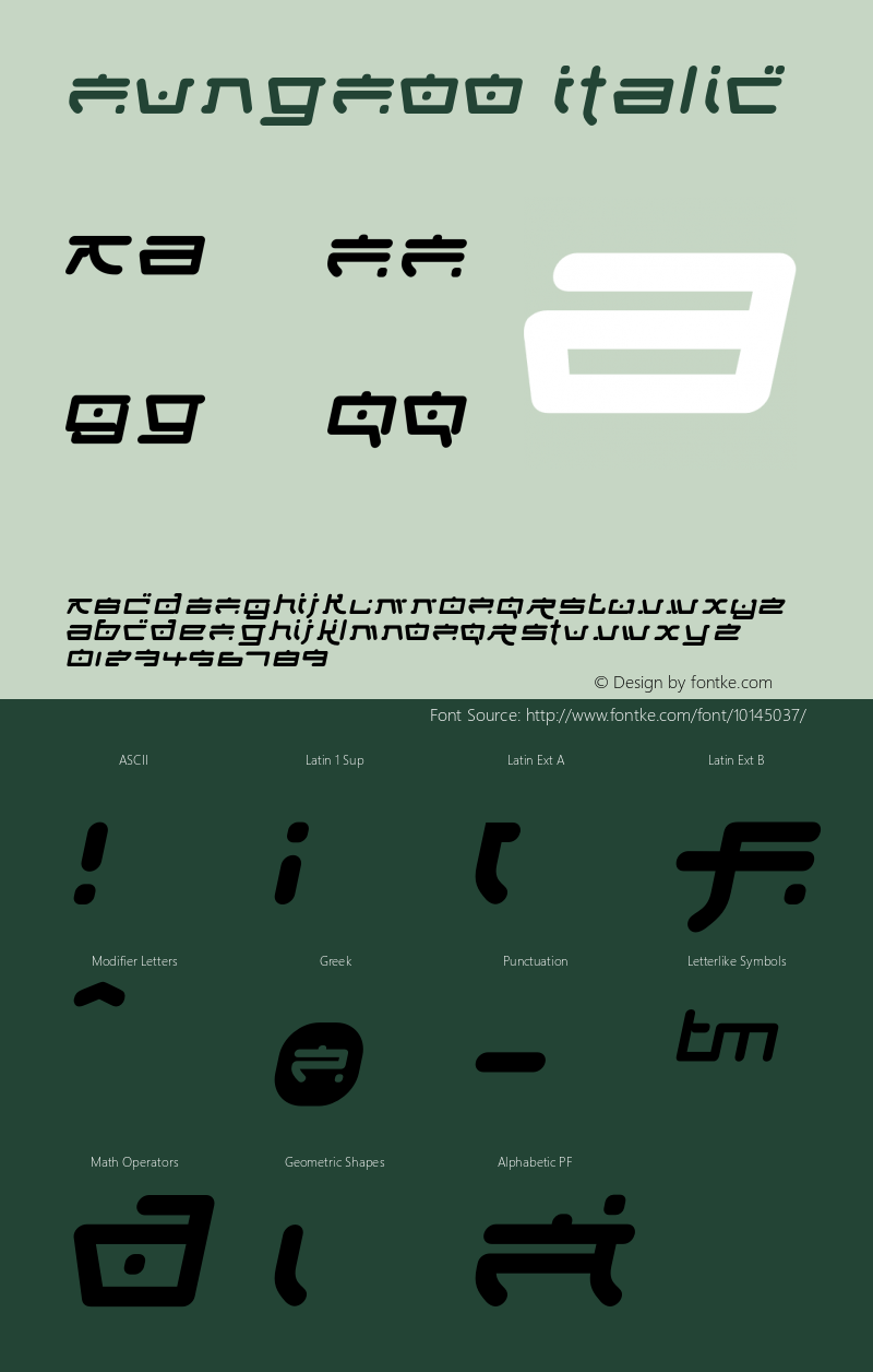 FungFoo Italic Version 1.000;PS 001.000;hotconv 1.0.38图片样张