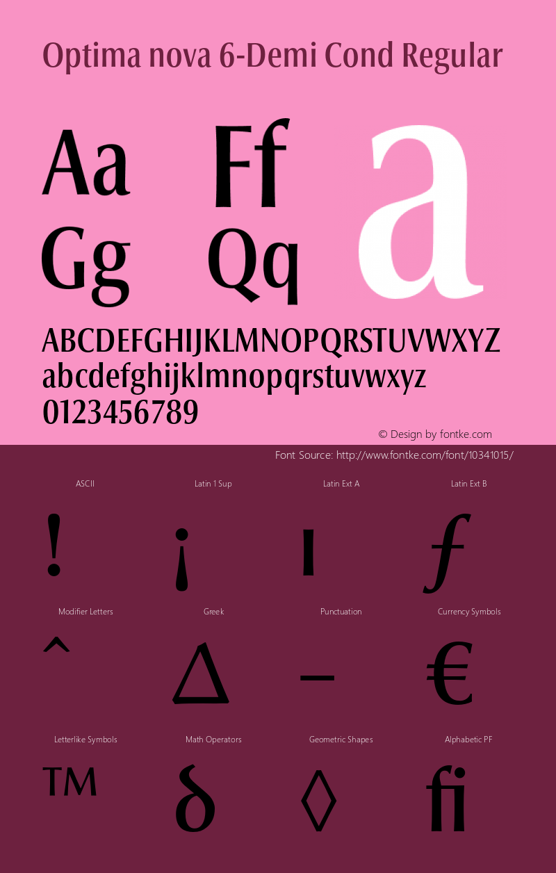 Optima nova 6-Demi Cond Regular Version 1.1 | Hermann Zapf & Akira Kobayashi, LinoType 2003 | Homemade OpenType version 2.0图片样张