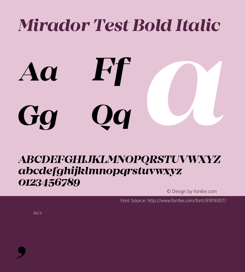 Mirador Test Bold Italic Version 1.002;PS 001.002;hotconv 1.0.88;makeotf.lib2.5.64775图片样张