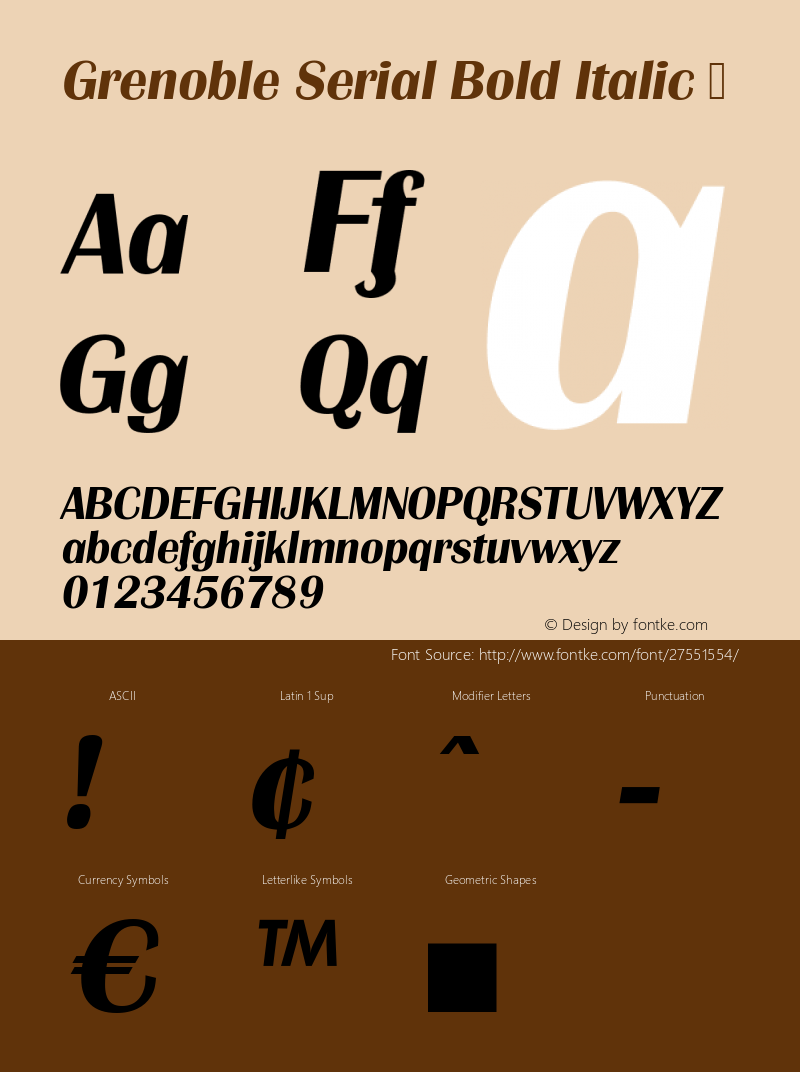 Grenoble Serial Bold Italic Version 1.000图片样张