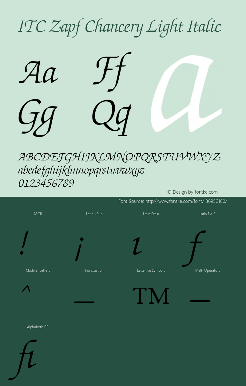 ITC Zapf Chancery Light Italic 001.000图片样张