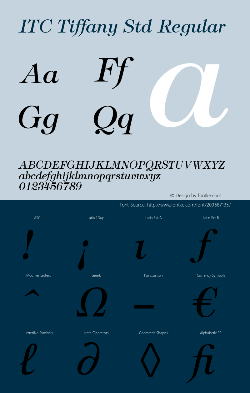 ITC Tiffany W05 Medium Italic Version 3.00图片样张