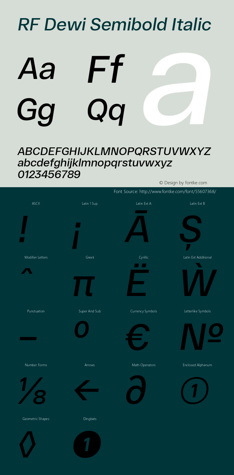 RF Dewi Semibold Italic Version 1.004;PS 001.004;hotconv 1.0.88;makeotf.lib2.5.64775图片样张