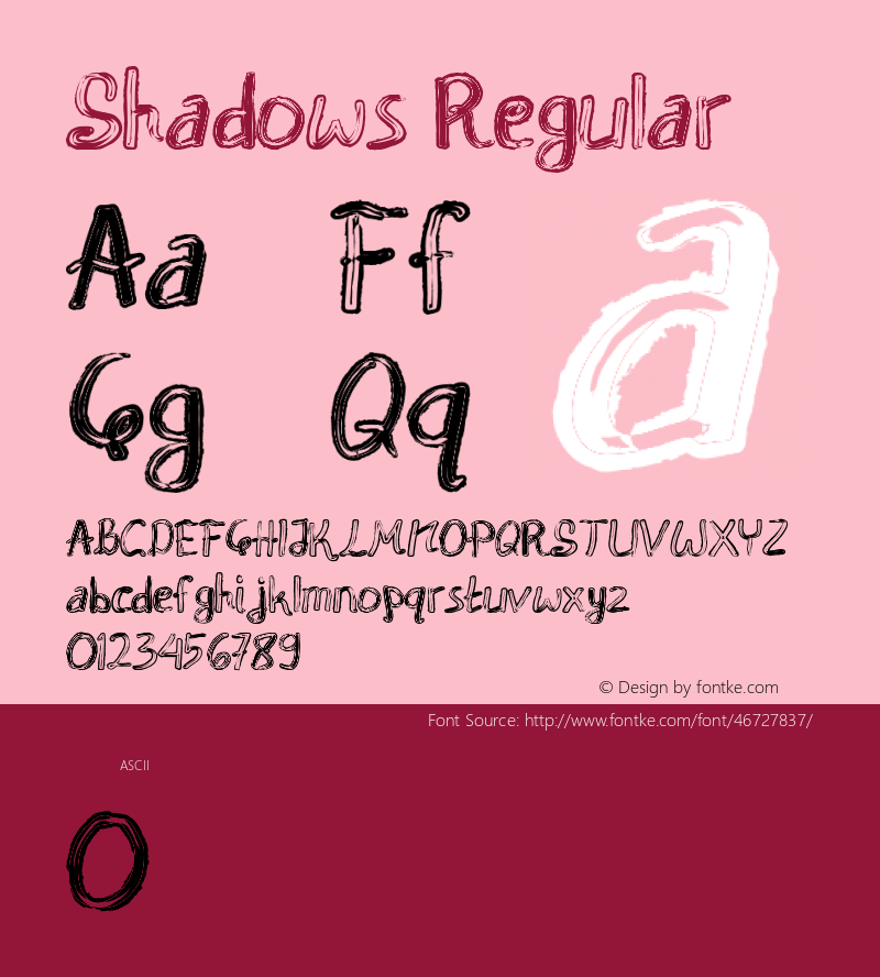 Shadows Version 1.00;July 19, 2019;FontCreator 11.5.0.2427 64-bit图片样张