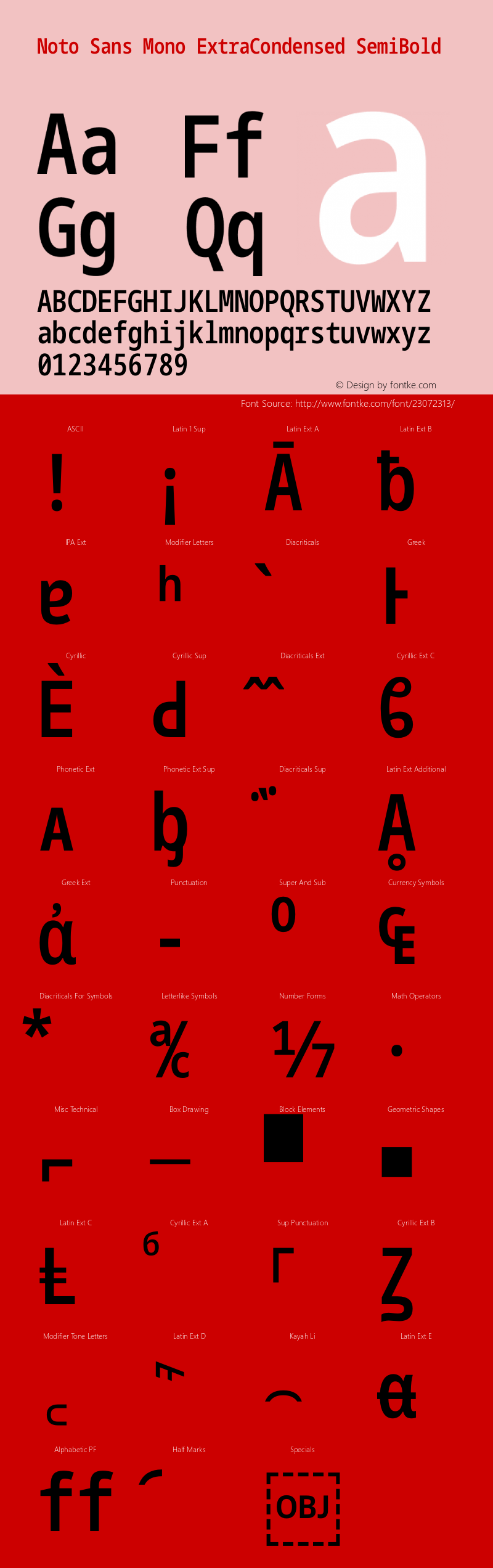 Noto Sans Mono ExtraCondensed SemiBold Version 1.901图片样张