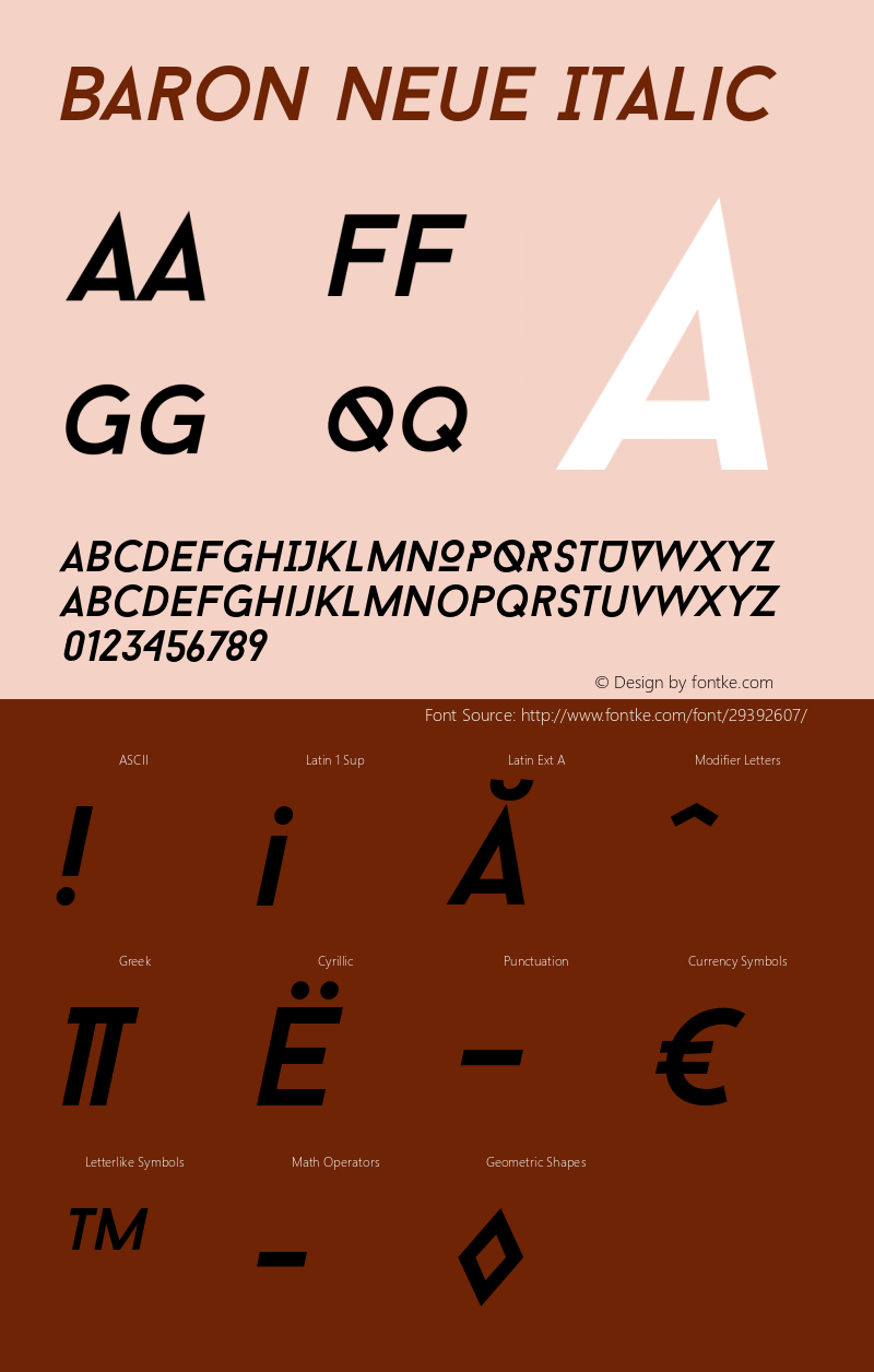 Baron Neue Italic Version 1.000;PS 001.000;hotconv 1.0.88;makeotf.lib2.5.64775图片样张