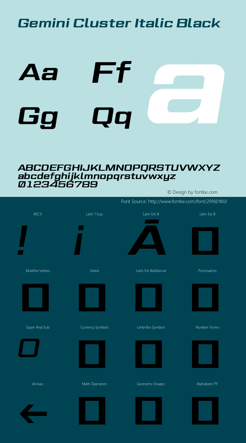 Gemini Cluster Italic Black Version 1.000图片样张