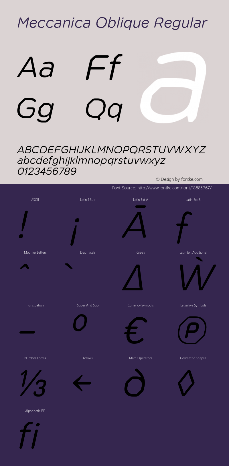 Meccanica Oblique Regular Version 1.000;PS 001.000;hotconv 1.0.88;makeotf.lib2.5.64775图片样张