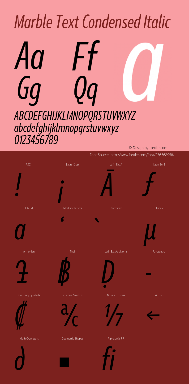 Marble Text Condensed Regular Italic Version 1.001图片样张