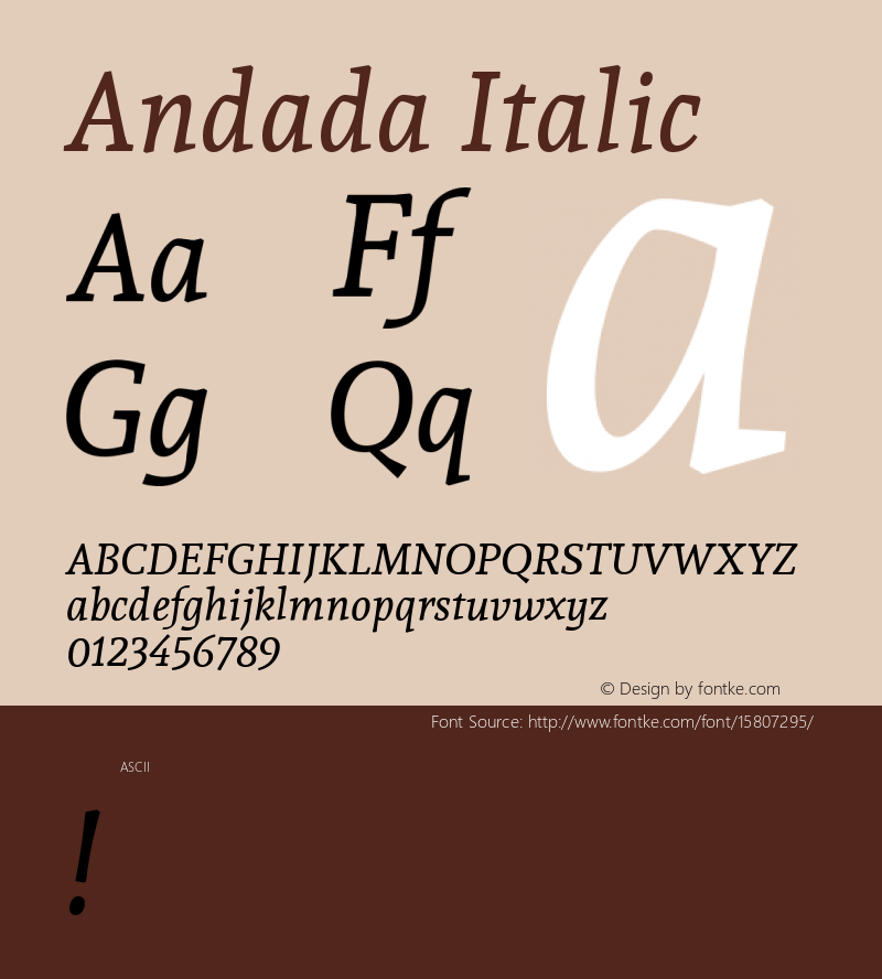 Andada Italic Version 1.003; ttfautohint (v1.4.1)图片样张