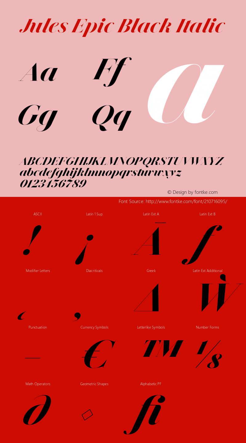 Jules Epic Black Italic Version 1.001;PS 001.001;hotconv 1.0.70;makeotf.lib2.5.58329图片样张