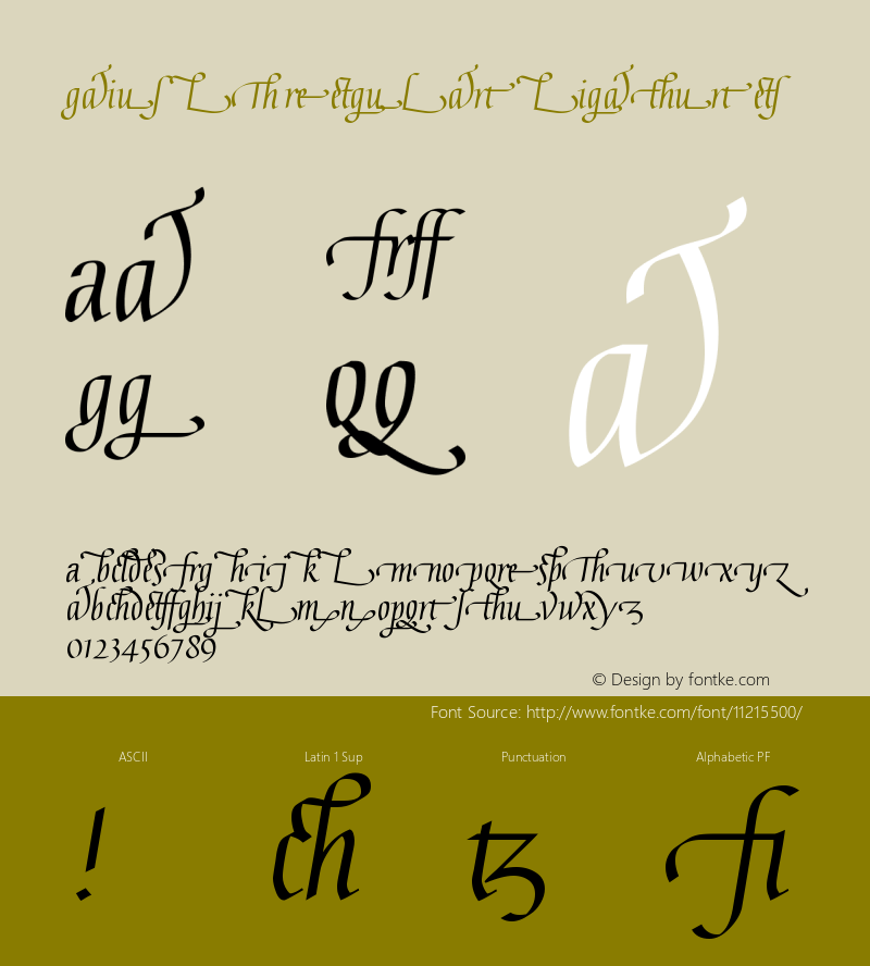 Gaius LT RegularLigatures Version 001.000图片样张