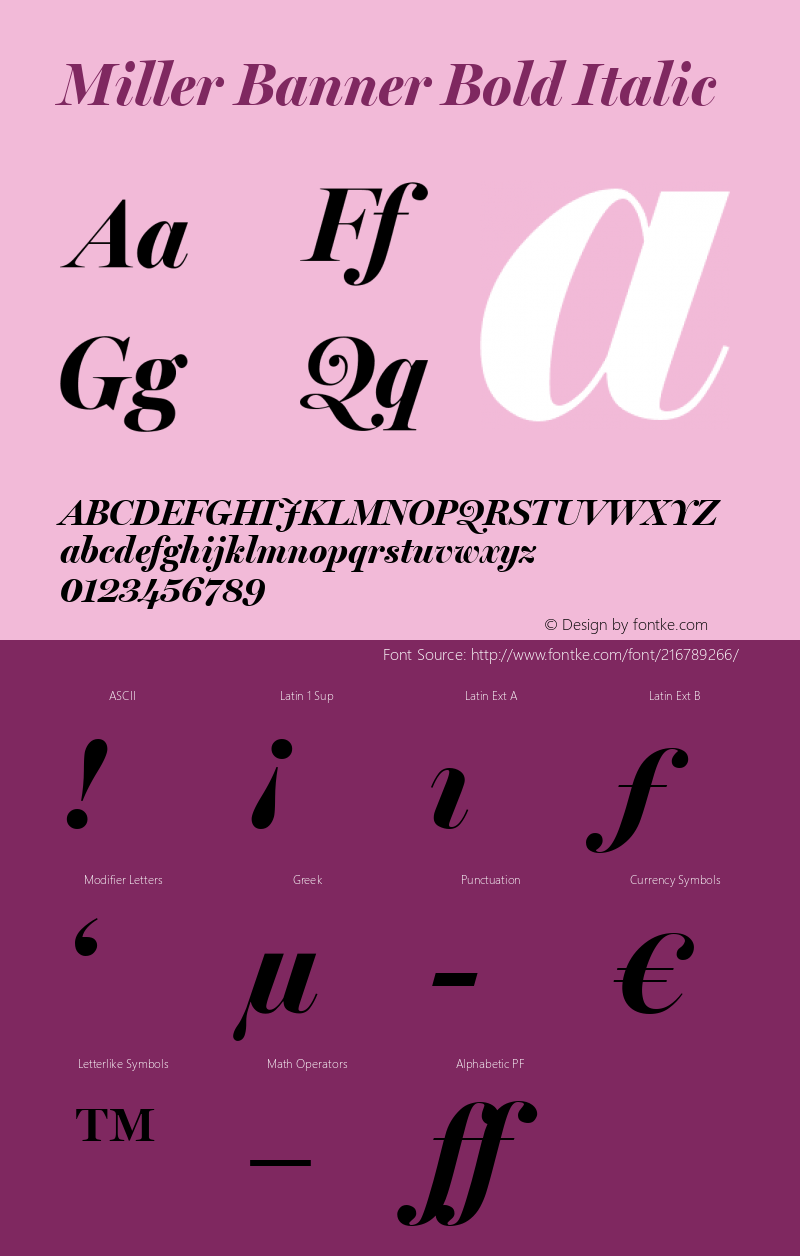 Miller Banner Bold Italic Version 1.0图片样张