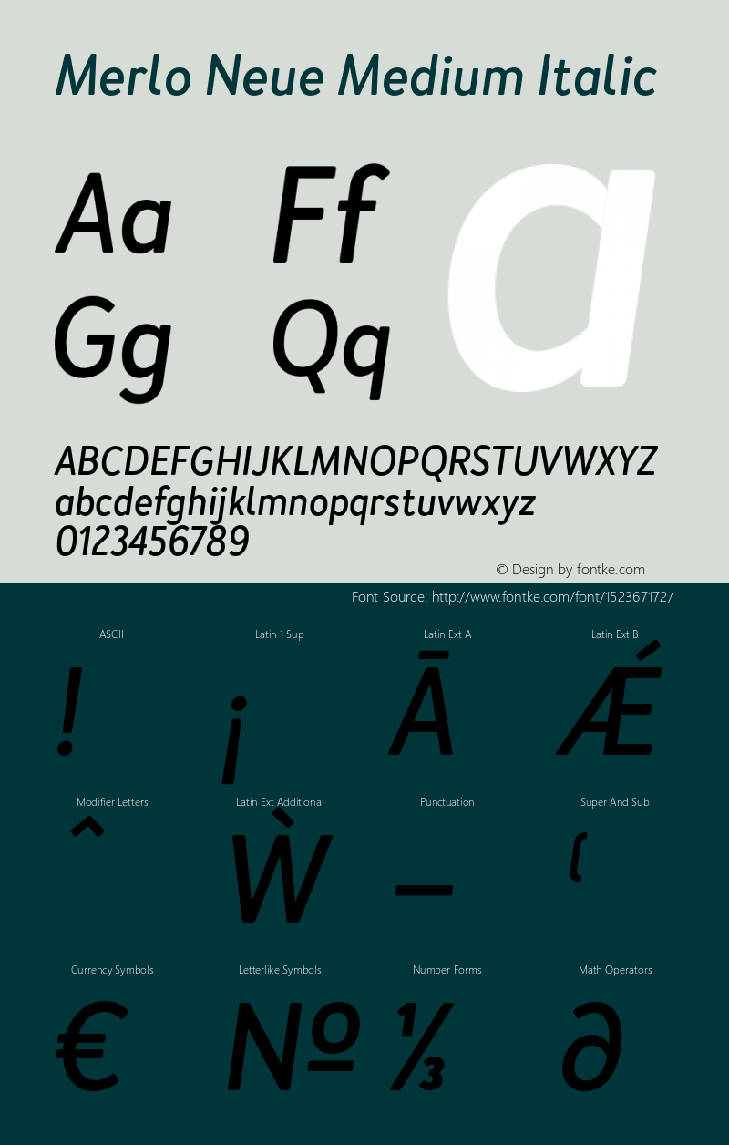 Merlo Neue Medium Italic Version 1.000;PS 001.000;hotconv 1.0.88;makeotf.lib2.5.64775图片样张