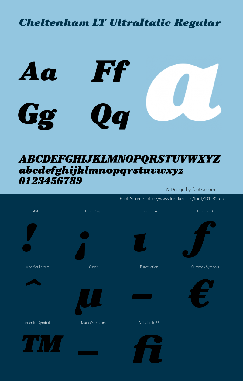 Cheltenham LT UltraItalic Regular Version 6.1; 2002图片样张