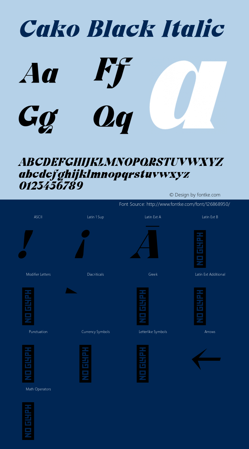 Cako Black Italic Version 1.000;PS 001.000;hotconv 1.0.88;makeotf.lib2.5.64775图片样张