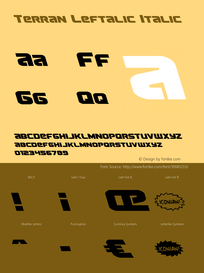 Terran Leftalic Italic Version 1.1; 2015图片样张