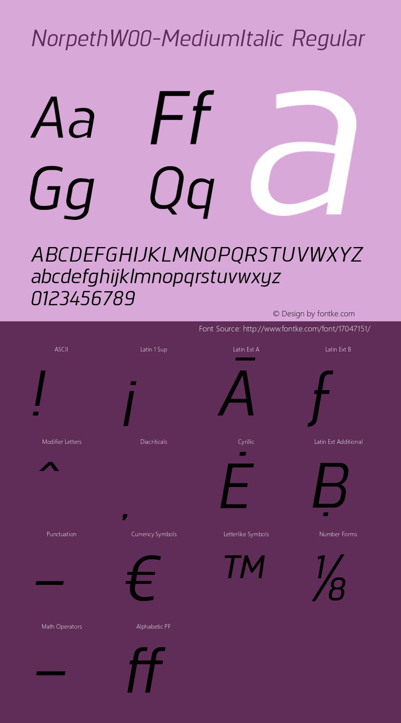 NorpethW00-MediumItalic Regular Version 1.10图片样张