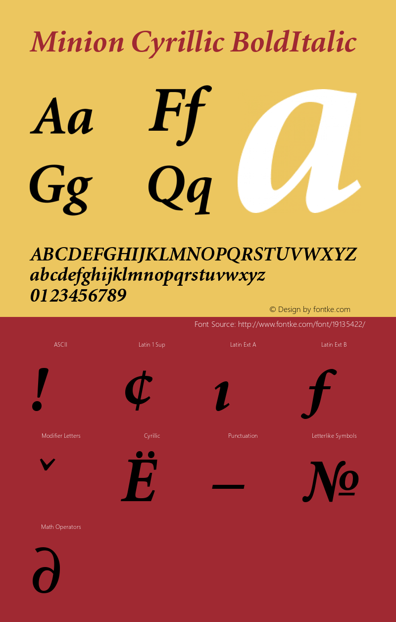 Minion Cyrillic Bold Italic Version 001.000图片样张