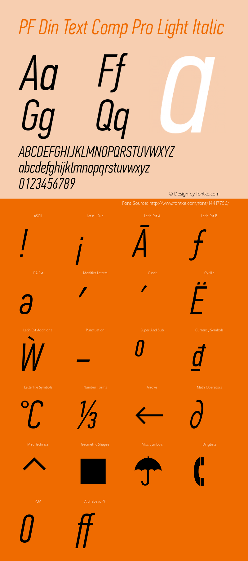 PF Din Text Comp Pro Light Italic Version 2.006图片样张