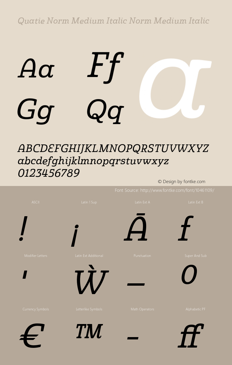 Quatie Norm Medium Italic Norm Medium Italic Version 1.000图片样张