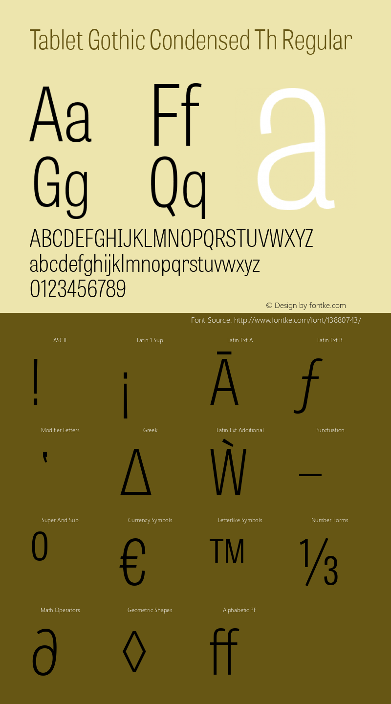 Tablet Gothic Condensed Th Regular Version 001.001图片样张