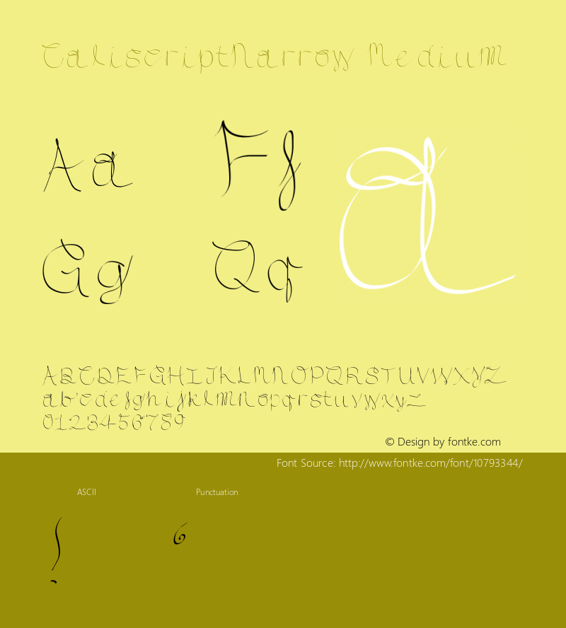 CaliscriptNarrow Medium Version 001.000图片样张