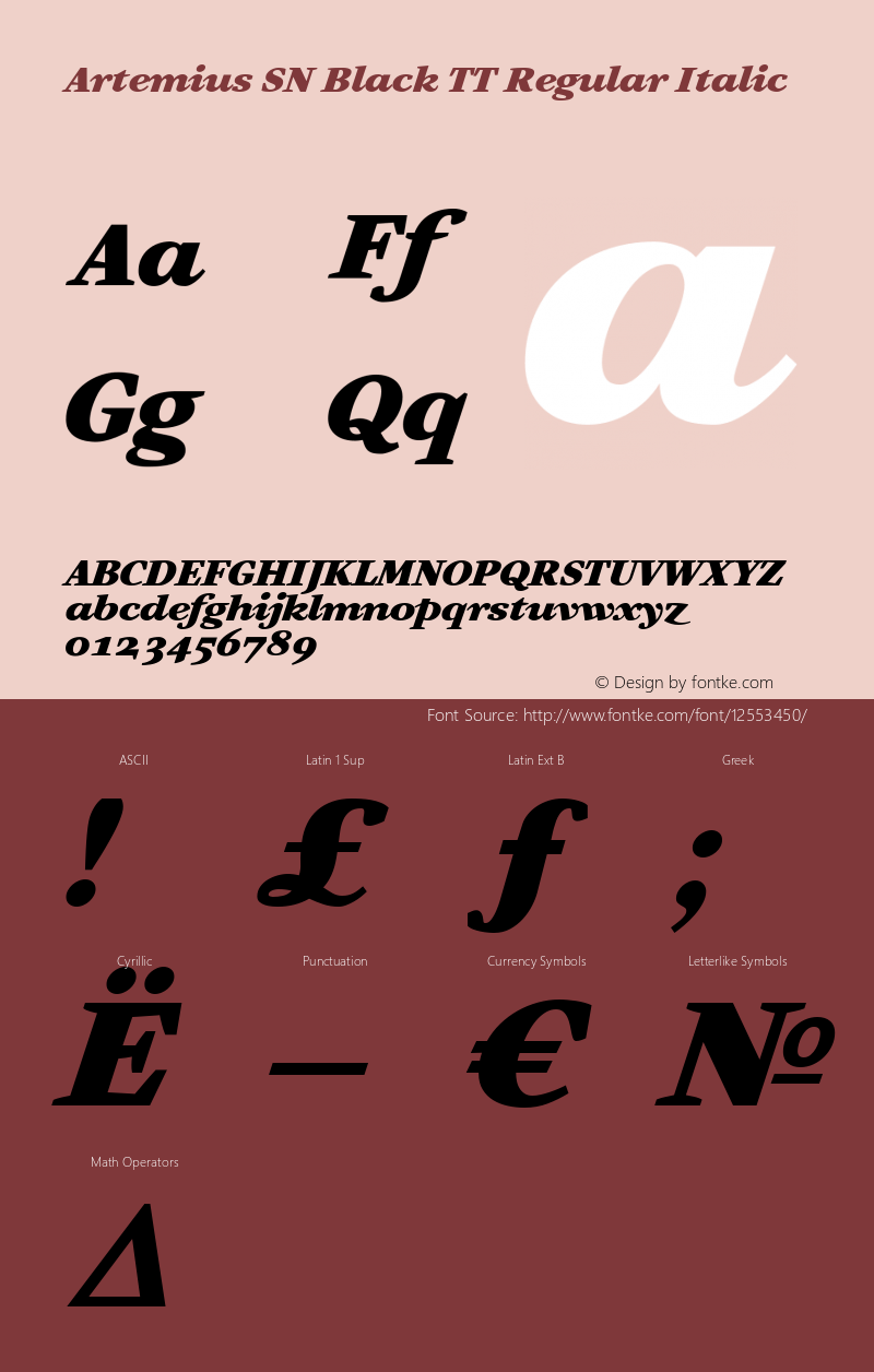 Artemius SN Black TT Regular Italic 001.001图片样张