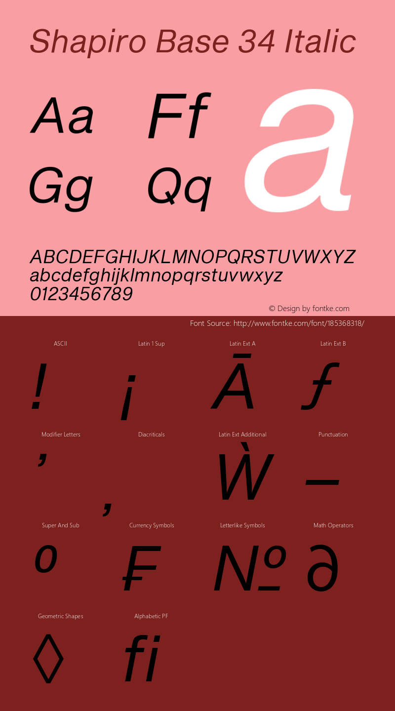 Shapiro Base 34 Italic Version 2.000图片样张