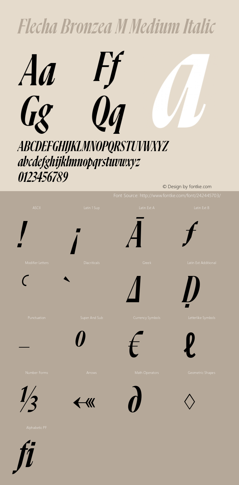 Flecha Bronzea M Medium Italic Version 1.001图片样张