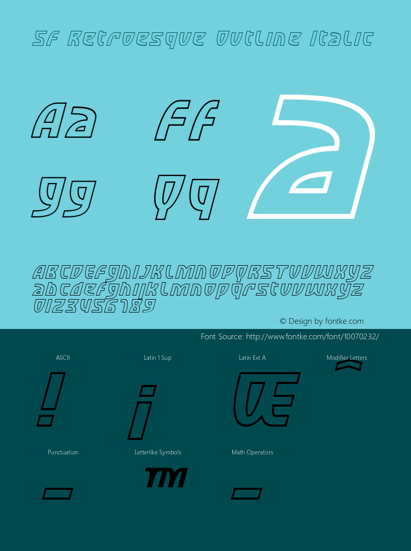 SF Retroesque Outline Italic v1.0 - Freeware图片样张