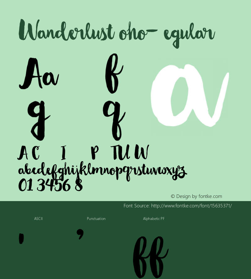 WanderlustBoho-Regular ☞ Version 1.000;com.myfonts.easy.cultivated-mind.wanderlust-collection.boho.wfkit2.version.4t7d图片样张
