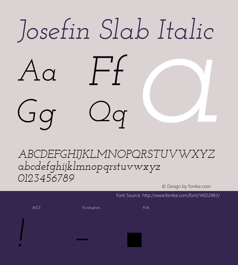 Josefin Slab Italic Version 1.0图片样张